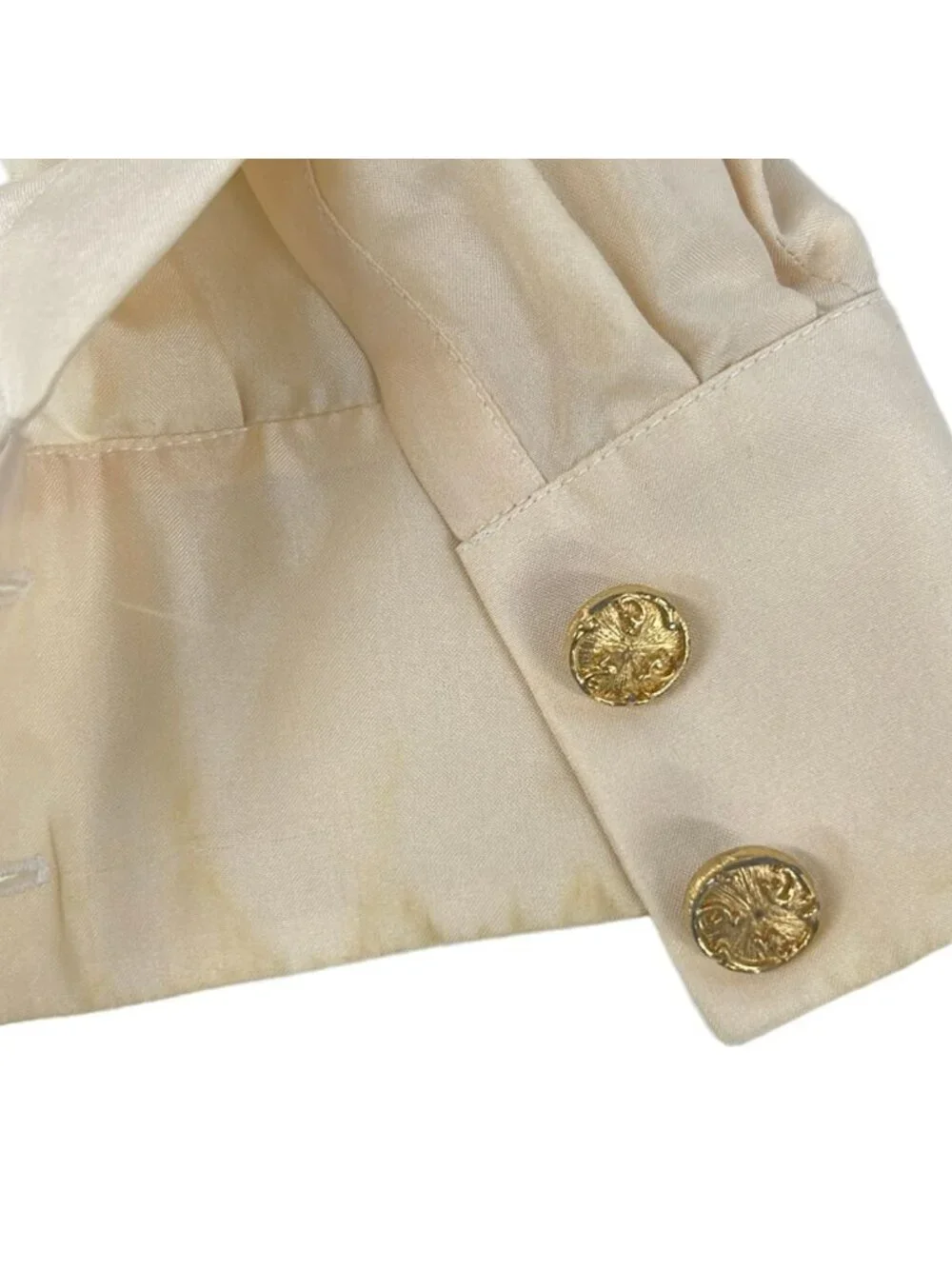 Chanel Long Sleeve Blouse M Ivory Silk 38
